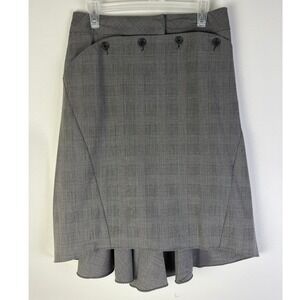 Max Studio Office Core Gray Hi Low Skirt Glen Check Career Business Flared Hem 4